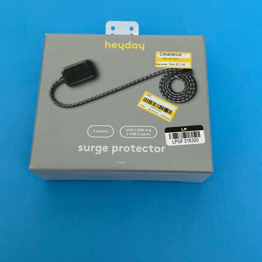 Heyday Gray Surge Protector with USB-C Ports